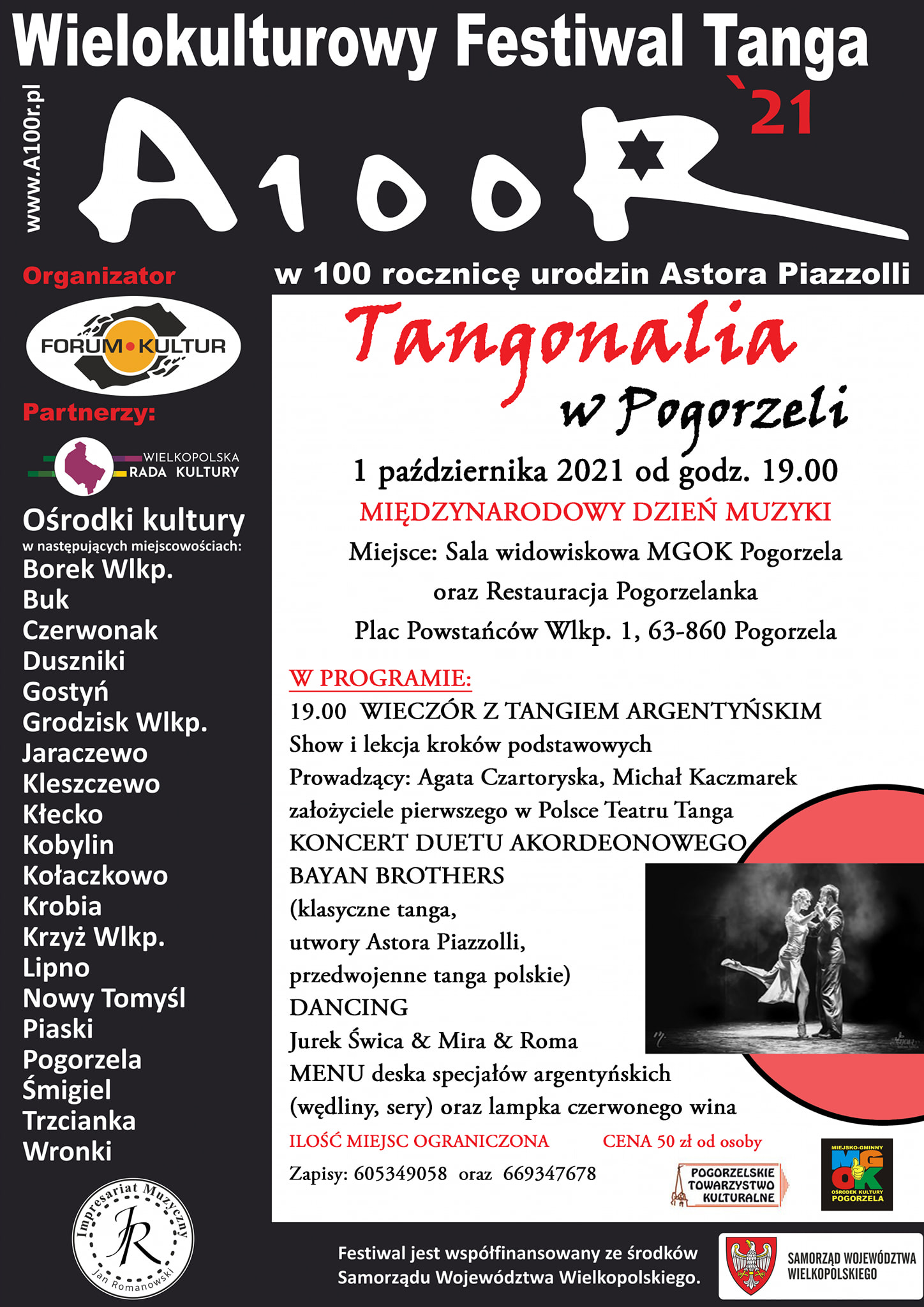 Read more about the article UWAGA zmiana daty !! 5.11.2021 Tangonalia w Pogorzeli